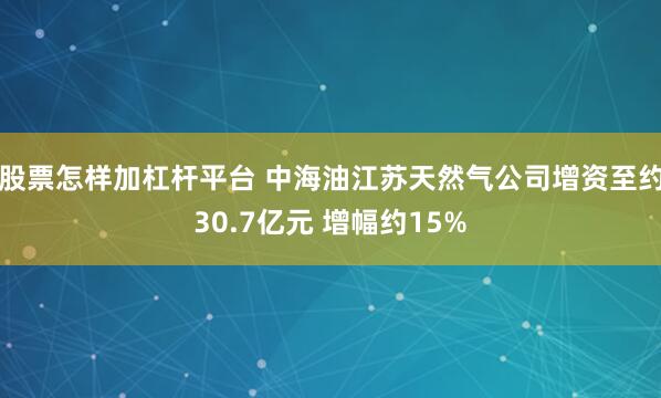 股票怎样加杠杆平台 中海油江苏天然气公司增资至约30.7亿元 增幅约15%